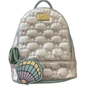 Betsey Johnson Iridescent Quilted Stars LUV Mini Backpack Silver Blur Mermaid